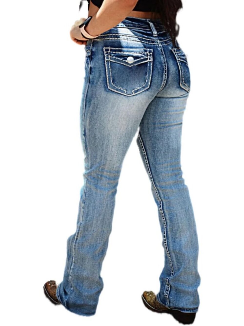Trendy Boot Cut Stretch Jeans for Women | Butt Lifting & Tummy Control